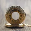 Orologi da taschino in oro rosa antico numero romano intagliato orologio meccanico a carica manuale con confezione regalo Fob a catena pendente