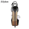 Dress Shoes Eilyken New Design PVC Transparent Platform Women Sandals 2023 Summer Sweet Butterfly-Knot Crystal Buckle Strap High Heels Shoes L230216