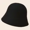 Berets Women Bucket Hat Knitted Polyester Bob Cap For Female Fisherman In Solid Color Adjustable Head Circumference YF0148