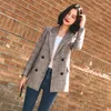 Kadınlar Suits Vintage Bouble Bravatalı Ekose Kadınlar Blazer Bahar Cepleri Ceketler Kadın Retro Ceket Dış Giyim Yüksek Kalitesi S-4XL