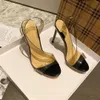 Sandales Chaussures de dîner à bout ouvert à talons hauts pour femmes Bande mince croisée Designer classique Robe verte d'été à talons épais de 11,5 cm Bande de cheville de chaussure 35-42 boîte de ceinture