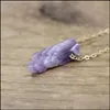 H￤nge halsband Guldkedjor Stone Silce Slab Pendants Healing Crystal Reiki Natural Smoky Rose Quartz Citrines Gems Necklace Jewel Dheql