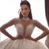 2023 Ball Gown Wedding Dresses Long Sleeves Lace Appliques Sequins Arabic Dubai Wedding Dress Formal Church Plus Size Bridal Gowns Vestidos de novia