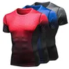 Erkek Tişörtler Erkekler Homme Koşu T-Shirts Baskılı Hızlı Kuru İnce Fit Üstler Sıkıştırma Spor Giyim Erkek Fitness Giyim Gym Salon Tee