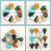 Charms Chakra Natural Stone Cone Shape Pendum Rose Quartz Lapis Lazi Turquoise Opal Pendant DIY For Necklace Earrings Carshop2006 Dr DHA7D