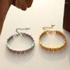 Bangle Gold Color Armband för kvinnor Titanium Steel Men Fashion Jewlry Hip Hop Trendy Versatile Couple Simple Jewelry