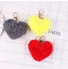 Fashion Love Stuffed Plush Pendant Heart Keychain Cute Car Accessories Bag Imitation Rex Rabbit Hair Ball Toy Gifts Wholesale tt0218