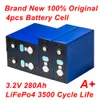 3.2V 280AH Brand New Version Lifepo4 280 AH Grade A Fully Matched DIY 3.2 V Rechargeable Battery Pack EU US Tax Free With Busbar