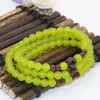 Brin élégant femmes multicouches 6mm breloques citron Jades pierre calcédoine perles rondes Bracelets pour 3 rangées cadeaux bijoux à bricoler soi-même B2795