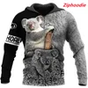 Erkek Hoodies Sweatshirts Moda Top Hoodie Sevimli Koala 3D Tam Baskılı Sweatshirt Sonbahar/Kış UNISEX HARAJUKU SOKAK ZIP HOODIE/TER