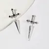 Stud Earrings Gothic Kinitial Sword Vintage Cool Punk Crystal Ear Jacket Goth Dagger Jewelry Gift For Women