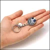 Key Rings Tree of Life Natural Rose Quartz Gem Stone Ring Healing Crystal Keychain Sieraden Verjaardag Kebetjes Geschenkdruppel levering DHQGU