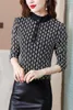 Blouses pour femmes mode coréenne maille femmes dentelle à manches longues chemises marine bureau dame Blusas Femininas Elegante dames hauts