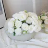 Dekorativa blommor 30 cm Silk Artificial Rose Peony Autumn Decoration White Wedding Party Christmas False Bouquet Craft Supplie