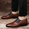 Zapatos de vestir QIANMO Hombres de cuero genuino Oxford con cordones Negocios Pisos de alta calidad Tamaño grande 47 48