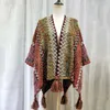 Kvinnors stickor Vintage sjal halsduk stickning bohemian tofs lady poncho tröjor cardigan casual halva hylsa kvinnor kappor höst kappa