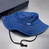 Sommarsemester Sun Hat Letter Print Denim Caps Outdoor Breattable Wide Brim Bucket Hats With Belt