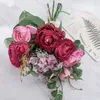 Flores decorativas de luxo lu lian rosas buquê falsas FLORES FLORES ARTIFICIALES Decoração de festas em casa Hydrangea Babywower Rose Room Decor