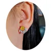 Stud Earrings Bling Yellow Zircon Stone Silver Color For Women Fashion Jewelry Korean 2023Stud