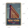 Dekor Vintage Stadt Landschaft Kunst Metall Zinn Zeichen New York London Italien Metall Malerei Retro Poster Reise Landschaft Wand personalisierte Aufkleber Größe 30X20CM w02