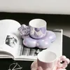 Tasses soucoupes tasse à café de mode nordique avec assiette ensemble soucoupe en forme de fleur oreiller placage tasse en céramique goutte