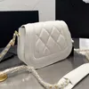 Designer Women Cf Quilted Gold Coin Flap Bag France Luxury Brand C Lambskin Leather Mini Fashion Crossbody Handbag Lady Weave Chain Shoulder Bags 20cm