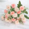 Decorative Flowers 20 Flower Heads 1 Bunch Artificial European Rose Small Lilac Carnation Simulation Wholesale Home Pography Weddin