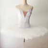 Scene Wear White Swan Lake Ballet Tutu kjol Professionella kostymer sammet toppar flickor ballerina klänning barn magdanskläder vuxen