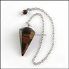 Charms Reiki Healing Pendums Radiesthesia Natural Stones Pendants Amet Crystal Pendum For Men Women Pendos Necklace Drop Delivery Je Dhaut