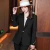 Kadınlar Suits Blazers Klasik Blazer Kadınlar Takım Koltuk Düğmeleri Siyah Soild Cepler Sonbahar Bahar Noel Zarif Vintage Business İnce