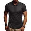 T-shirts pour hommes Chemise Bouton Business Turn-Down Manches pour hommes Affaires Court Casual Col Solide Hommes Vacances Lâche Cardigan Blouses Rétro