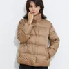 Parkas Feminino Moda 90 Veludo Cor Sólida Casaco Grosso Gola Alta 2023 Outono e Inverno Calor Branco Pato Pão CasacoWo