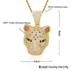 Pendant Necklaces Micro-Inlaid Zircon Leopard Head Shiny Animal Zodiac Hiphop Men And Women Jewelry