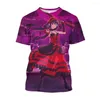 Men's T Shirts Jumeast 3D Anime Date A Live Printed T-shirty Summer Casual Short Sleeve T-Shirts For Men Cartoon Youthful Vitality