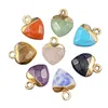 Pendant Necklaces 1 PC Semi-Precious Stone Gilt Bezel Faceted Colorful Heart Shape Natural Charms For DIY Making Jewelry 14X10mm