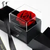 Fleurs décoratives Romance Simulation Rose Fleur Boîte à bijoux Ornements Festival Party Collier Anneau Double Tiroir Cadeaux Décorations