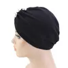 Bonnets Bonnet / Crâne Casquettes Femmes Musulmanes Élastique Turban Chapeau Hijab Islamique Jersey Perles Chemo Cap Dames Stretch Head Wrap Écharpe Chapeaux