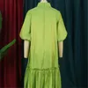 Plus size jurken jurk vrouwen zomer groene puff mouw losse korte mini gewaad femme vestiods curve 4xl plunking nek pullover jurken