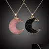 Pendant Necklaces Simple Moon Druzy Drusy Necklace Women Resin Handmade Clavicel Chains For Female Christmas Imitation Natural Stone Dhiqs