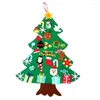Decorações de Natal Diy Felt Tree Set com ornamentos para crianças Presentes de natal Decoração de pendura de parede