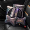 Seat Cushions Diamond Crystal Bling Car Belt Cover Pad Neck Pillow Waist Support Steering Wheel Accessories