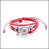 Charm Bracelets Colorf Rope Leather Braided 18Mm Snap Button Charms Bangle Wristband Jewelry Diy Snaps Buttons Punk Bracelet Jewelle Dhqoi