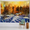 Tapisseries Peinture à l'huile Scène de Neige Tapisserie Murale Suspendue Arbre de Noël Paysage Naturel psychédélique sorcellerie esthétique Chambre décor à la Maison