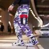 Мужские брюки фиолетовый камуфляж мужчина ремонтирует груз мульти -карманы мешковатые гарем беггер хип -хоп мужской случайные брюки уличной одежды Мужчины