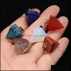 Charms Natural Crystal Pyramid Shape Stone Point Handmade Pendants For Necklace Earrings Jewelry Makin Yydhhome Drop Delivery Findin Dhrjm