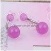 Кнопка пупок Bell Rings Belly Nave Bar 100pcs/Lot Mix 6 Colors Светятся в темном теле пирсинг ювелирные изделия, пуговица доставка Dhgarden Dha7k