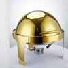 Set di stoviglie 6LAttrezzature per catering per feste Set da buffet Piatto salvadanaio Rotondo Roll Top Chafer Luxury Gold Scalda combustibile Scaldavivande Indubai