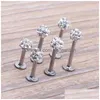 Labret dudak piercing takı toptan 20pcs/lot kristal berraklığında paslanmaz çelik labret halkalar kulak saplama tragus küpe gövdesi tek dhgarden dhcxg