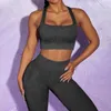 Set attivi Set da yoga da donna Fianchi Elastico da corsa Abbigliamento sportivo Vita alta Collant da ciclismo Tute Lavaggio Senza cuciture Biancheria intima per il fitness Reggiseno