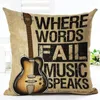 Pillow Retro Note Cover Cotton Linen Creative Vintage Musical Notes Decorative Pillowcase Piano Case For Sofa ZT62